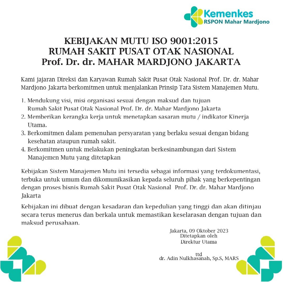 Kebijakan Mutu ISO RSPON